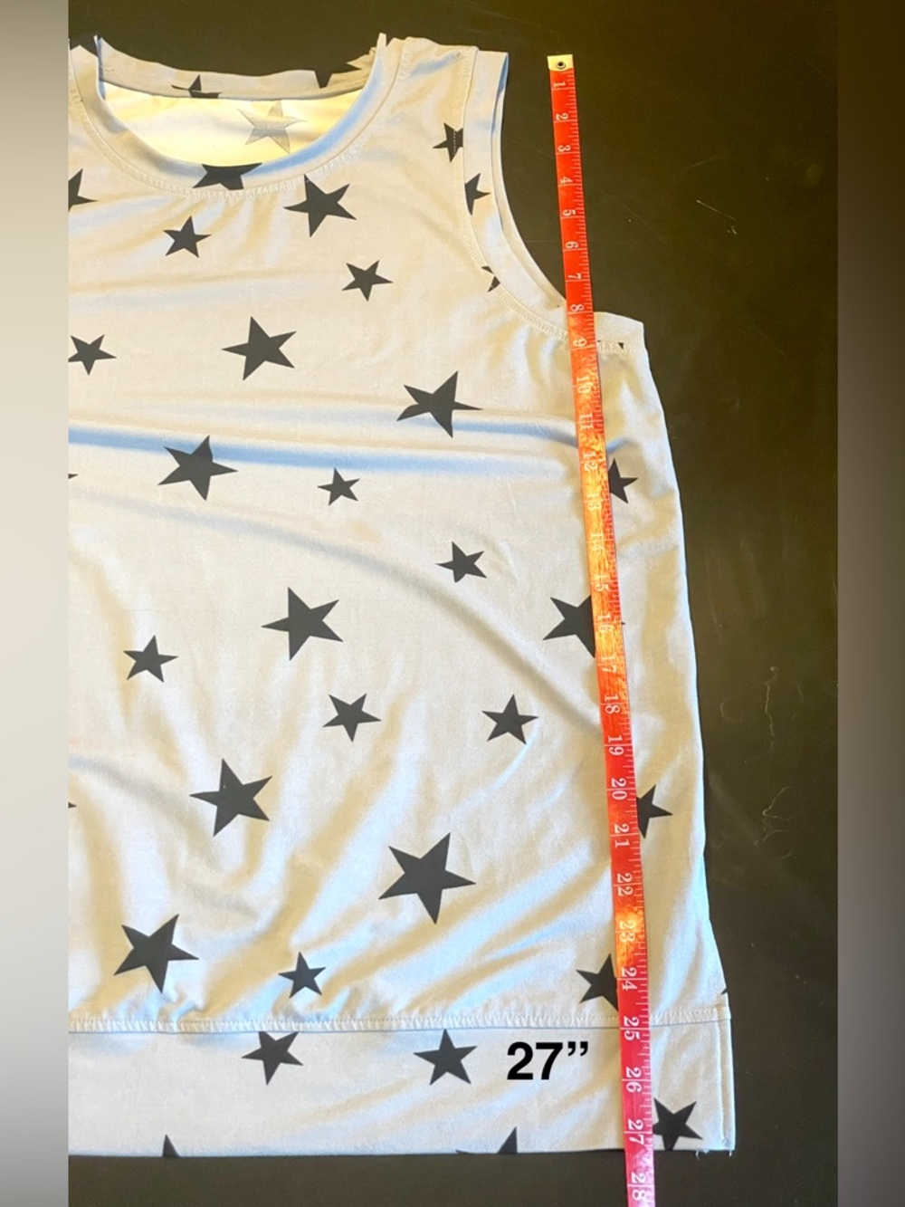 Star-Patterned Gray Sleeveless Tank Top Muscle Shirt | Hand Sewn | NWOT - Picture 8 of 8